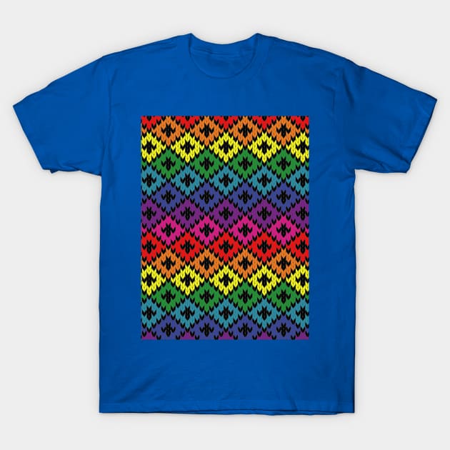 Rainbow Knitting Pattern Design T-Shirt by Designoholic